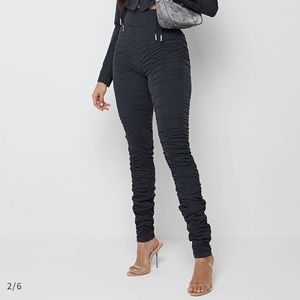 NWT - Maniere De Voir - HIGH WAISTED RUCHED LEGGINGS - INK BLUE